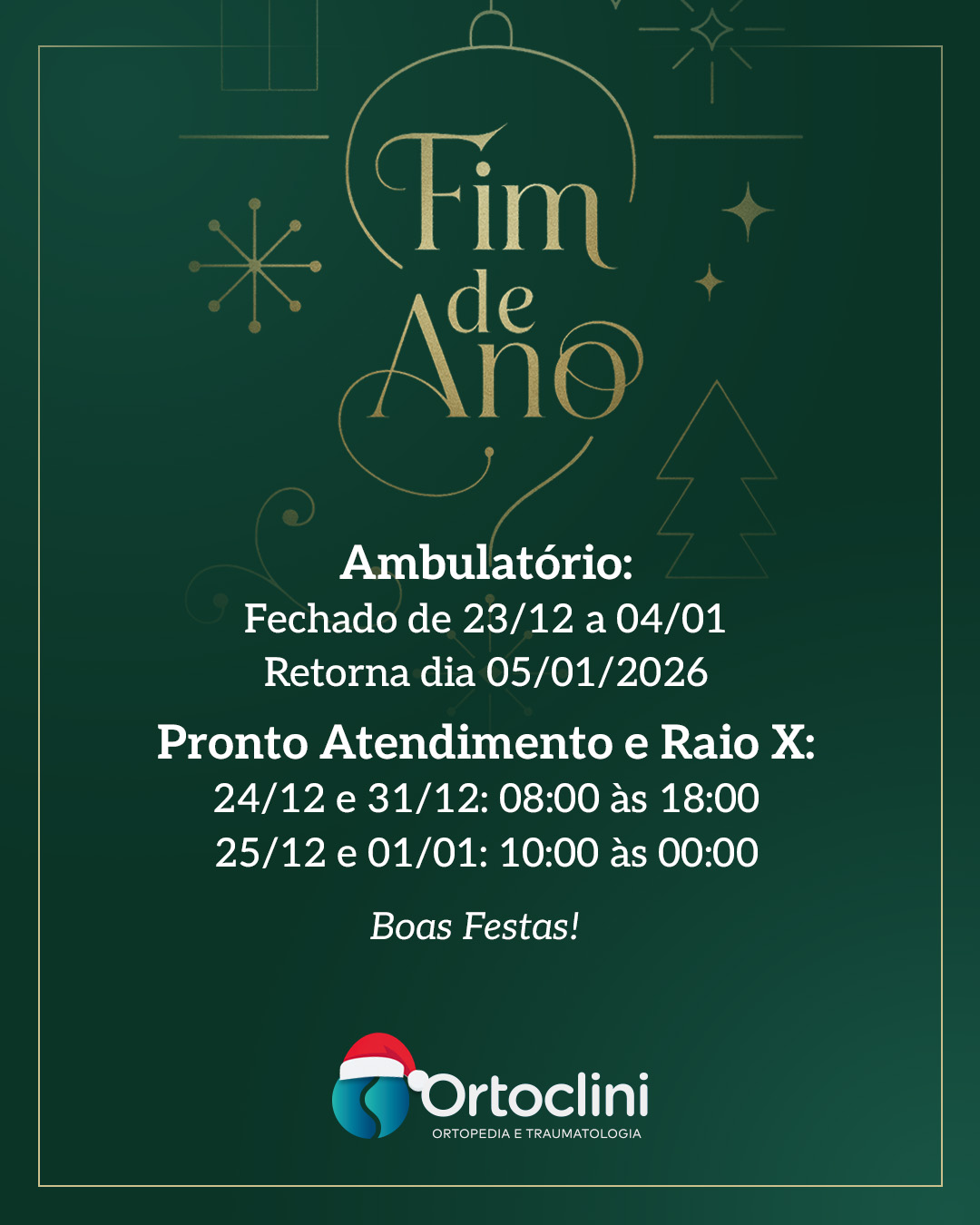 Horários de Fim de Ano